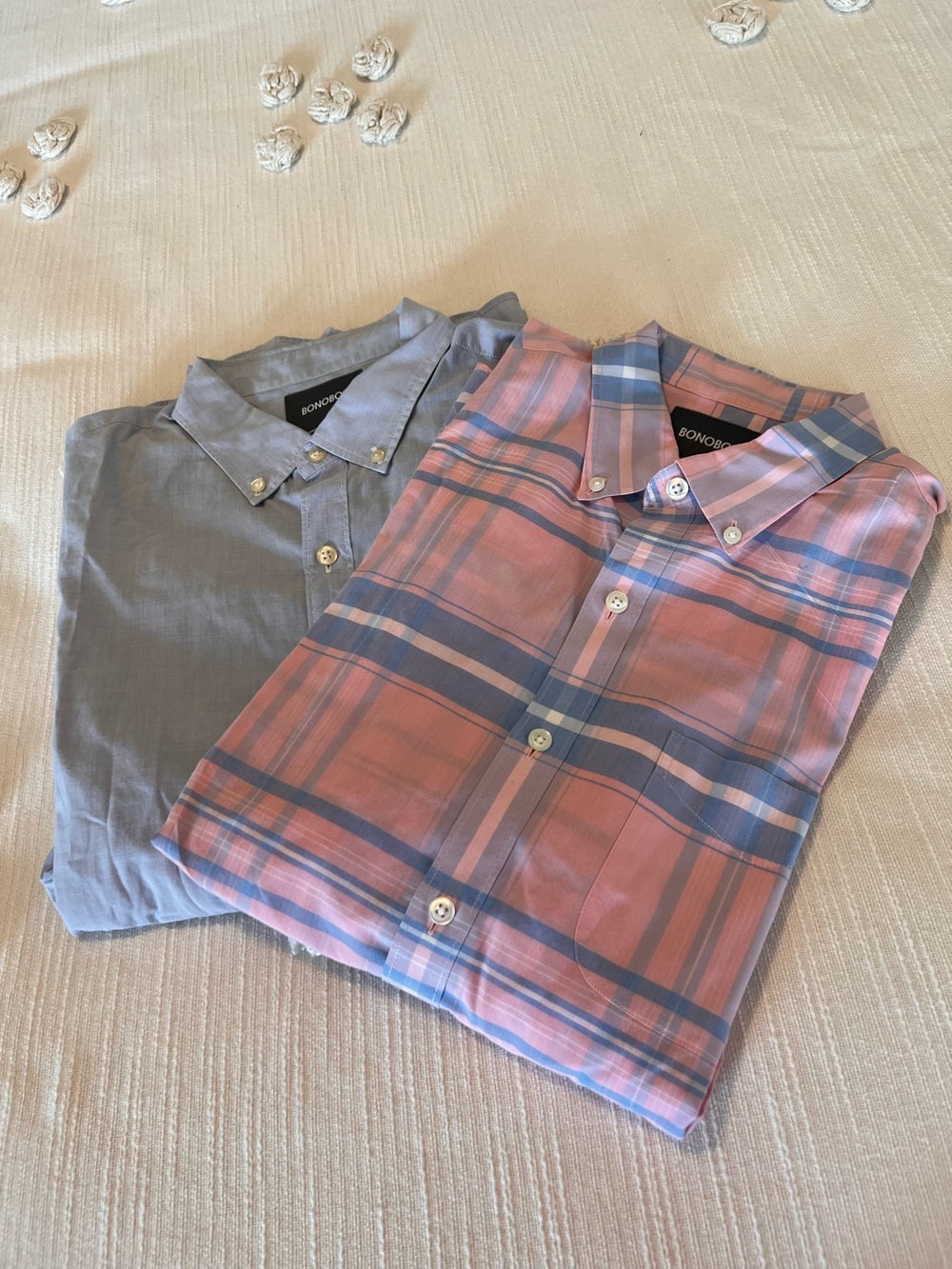 2 Men’s BONOBOS long sleeve shirts size M SLIM FIT.  Price is for both